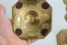 Load image into Gallery viewer, Vintage Pair of Hong Kong Solid Brass Candlesticks Octagonal Base 10.75 Inch
