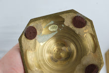 Load image into Gallery viewer, Vintage Pair of Hong Kong Solid Brass Candlesticks Octagonal Base 10.75 Inch
