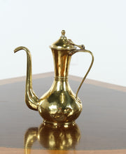Load image into Gallery viewer, Antique Hand Hammered Brass Coffee Pot with Lid Copper Rivets Middle Eastern Style

