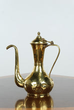 Load image into Gallery viewer, Antique Hand Hammered Brass Coffee Pot with Lid Copper Rivets Middle Eastern Style
