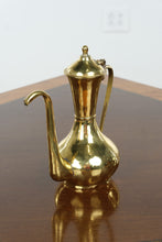Load image into Gallery viewer, Antique Hand Hammered Brass Coffee Pot with Lid Copper Rivets Middle Eastern Style

