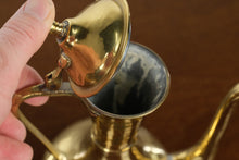 Load image into Gallery viewer, Antique Hand Hammered Brass Coffee Pot with Lid Copper Rivets Middle Eastern Style
