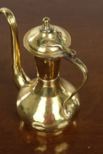 Load image into Gallery viewer, Antique Hand Hammered Brass Coffee Pot with Lid Copper Rivets Middle Eastern Style
