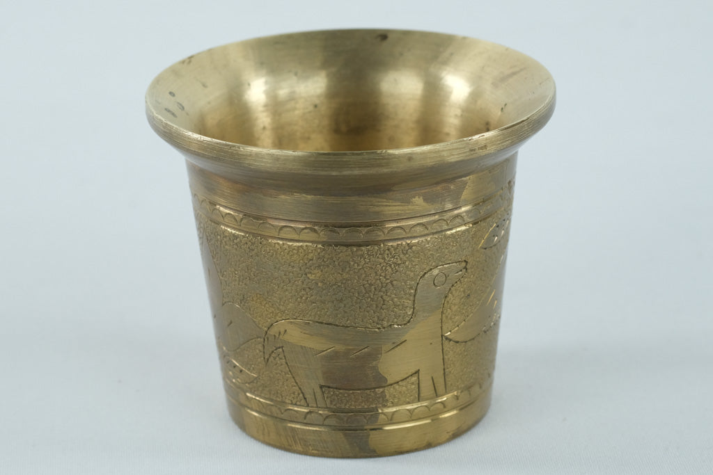 Small Heavy Brass Embossed Mortar