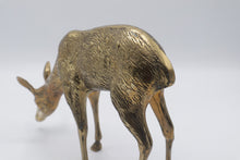 Load image into Gallery viewer, Vintage Korean Brass Grazing Deer Figurine 10 Inch Wildlife Sculpture

