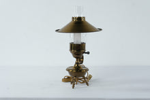 Load image into Gallery viewer, Brass Hurricane Style Electric Table Lamp Glass Chimney 14 Inch Tall
