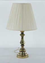 Load image into Gallery viewer, Polished Brass Table Lamp with Pleated Shade – 27.5&quot; Tall

