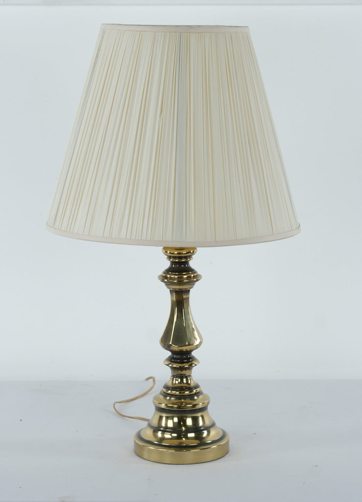 Polished Brass Table Lamp with Pleated Shade – 27.5