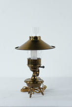 Load image into Gallery viewer, Brass Hurricane Style Electric Table Lamp Glass Chimney 14 Inch Tall

