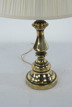 Load image into Gallery viewer, Polished Brass Table Lamp with Pleated Shade – 27.5&quot; Tall
