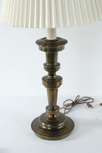 Load image into Gallery viewer, Vintage Pair Brass Table Lamps Pleated Shades Traditional 37 Inch
