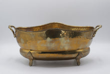 Load image into Gallery viewer, Vintage Hammered Brass Planter Jardiniere Footed Oval Centerpiece 15 Inch
