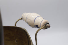 Load image into Gallery viewer, Vintage Brass Coal Scuttle Fireplace Bucket Planter Porcelain Handles
