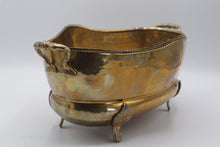 Load image into Gallery viewer, Vintage Hammered Brass Planter Jardiniere Footed Oval Centerpiece 15 Inch
