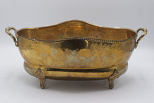Load image into Gallery viewer, Vintage Hammered Brass Planter Jardiniere Footed Oval Centerpiece 15 Inch

