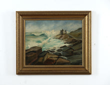 Load image into Gallery viewer, &quot;Breaking Surf&quot; Original Oil Painting by G. LaVallee – Coastal Scene with Cottage and Crashing Waves

