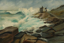 Load image into Gallery viewer, &quot;Breaking Surf&quot; Original Oil Painting by G. LaVallee – Coastal Scene with Cottage and Crashing Waves
