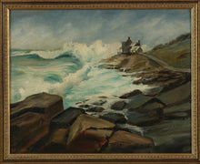 Load image into Gallery viewer, &quot;Breaking Surf&quot; Original Oil Painting by G. LaVallee – Coastal Scene with Cottage and Crashing Waves
