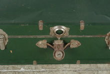 Load image into Gallery viewer, Vintage Green Steamer Trunk Metal Hardware Wood Grain Interior 31 Inch
