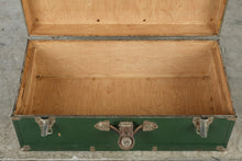 Load image into Gallery viewer, Vintage Green Steamer Trunk Metal Hardware Wood Grain Interior 31 Inch
