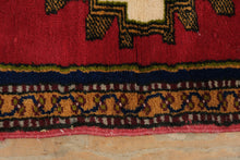 Load image into Gallery viewer, Antique Tribal Rug 20x36 Red Blue Geometric Caucasian Style Wool
