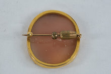 Load image into Gallery viewer, Vintage Shell Cameo Brooch Gold Tone Setting Classical Lady Portrait
