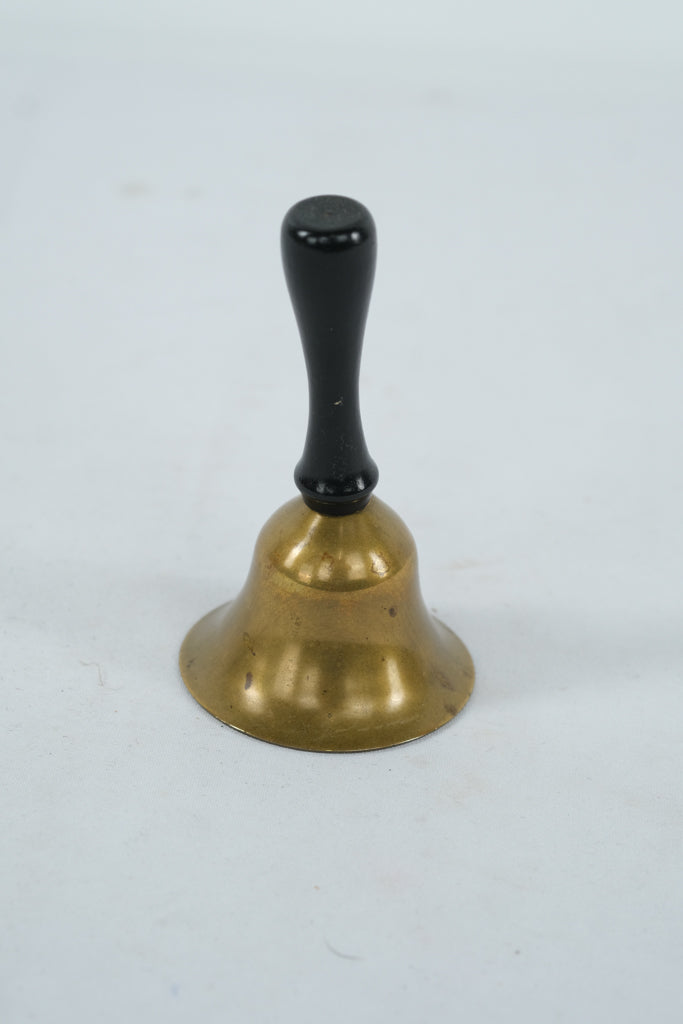 Vintage Brass Hand Bell with Wooden Handle – Classic School/Service Bell