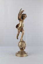 Load image into Gallery viewer, Bronze Winged Cherub Statue on Celestial Globe -18&quot; Tall
