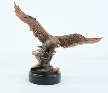 Load image into Gallery viewer, Large Bronze Finish Eagle Sculpture 17in Wingspan Wildlife Statue
