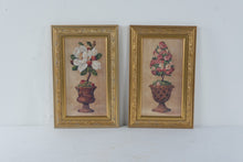 Load image into Gallery viewer, Pair Barbara Mock Floral Topiary Prints Gold Frames 16 Inch
