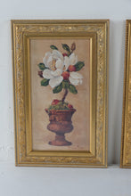 Load image into Gallery viewer, Pair Barbara Mock Floral Topiary Prints Gold Frames 16 Inch
