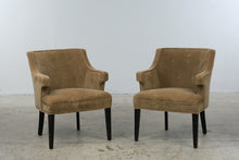 Load image into Gallery viewer, Pair of Vintage Tan Velvet Tufted Barrel Back Accent Chairs
