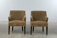 Load image into Gallery viewer, Pair of Vintage Tan Velvet Tufted Barrel Back Accent Chairs
