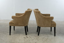 Load image into Gallery viewer, Pair of Vintage Tan Velvet Tufted Barrel Back Accent Chairs
