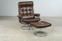 Load image into Gallery viewer, Vintage Ekornes Stressless Brown Leather Recliner and Ottoman – Norway
