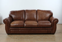 Load image into Gallery viewer, Hamilton Brown Genuine Leather Sofa 88 Inch Traditional Couch
