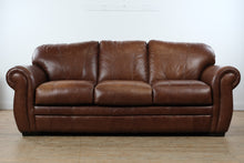 Load image into Gallery viewer, Hamilton Brown Genuine Leather Sofa 88 Inch Traditional Couch
