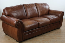 Load image into Gallery viewer, Hamilton Brown Genuine Leather Sofa 88 Inch Traditional Couch
