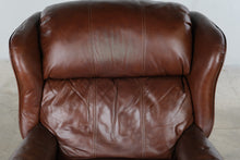 Load image into Gallery viewer, Traditional Brown Leather Recliner Chair with Nailhead Trim and Wingback Design
