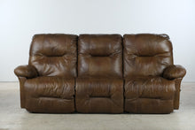 Load image into Gallery viewer, Brown Genuine Leather Triple Reclining Sofa with Manual Recliners
