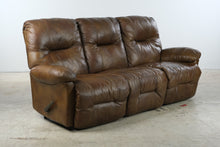 Load image into Gallery viewer, Brown Genuine Leather Triple Reclining Sofa with Manual Recliners

