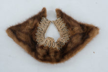 Load image into Gallery viewer, Vintage 1950s Beaded Mink Fur Collar with Satin Lining – Hand-Embroidered Trim
