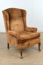 Load image into Gallery viewer, Traditional Wingback Lounge Chair in Brown Velvet Upholstery
