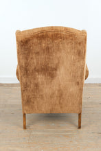 Load image into Gallery viewer, Traditional Wingback Lounge Chair in Brown Velvet Upholstery
