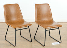 Load image into Gallery viewer, Pair of Whiskey Brown Faux Leather Café Chairs
