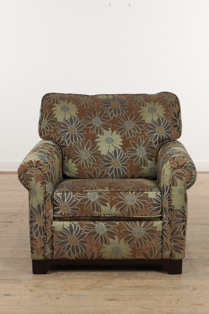 Brown Floral Arm Chair