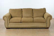 Load image into Gallery viewer, Broyhill Upholstered Sofa with Nailhead Trim – 98” Wide
