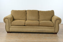 Load image into Gallery viewer, Broyhill Upholstered Sofa with Nailhead Trim – 98” Wide
