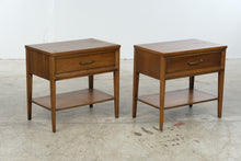 Load image into Gallery viewer, Broyhill Premier Forward 70 Mid Century Modern Walnut Nightstands Pair
