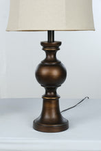 Load image into Gallery viewer, Pair Rubbed Bronze Urn Table Lamps 30 Inch Linen Shades Transitional Decor
